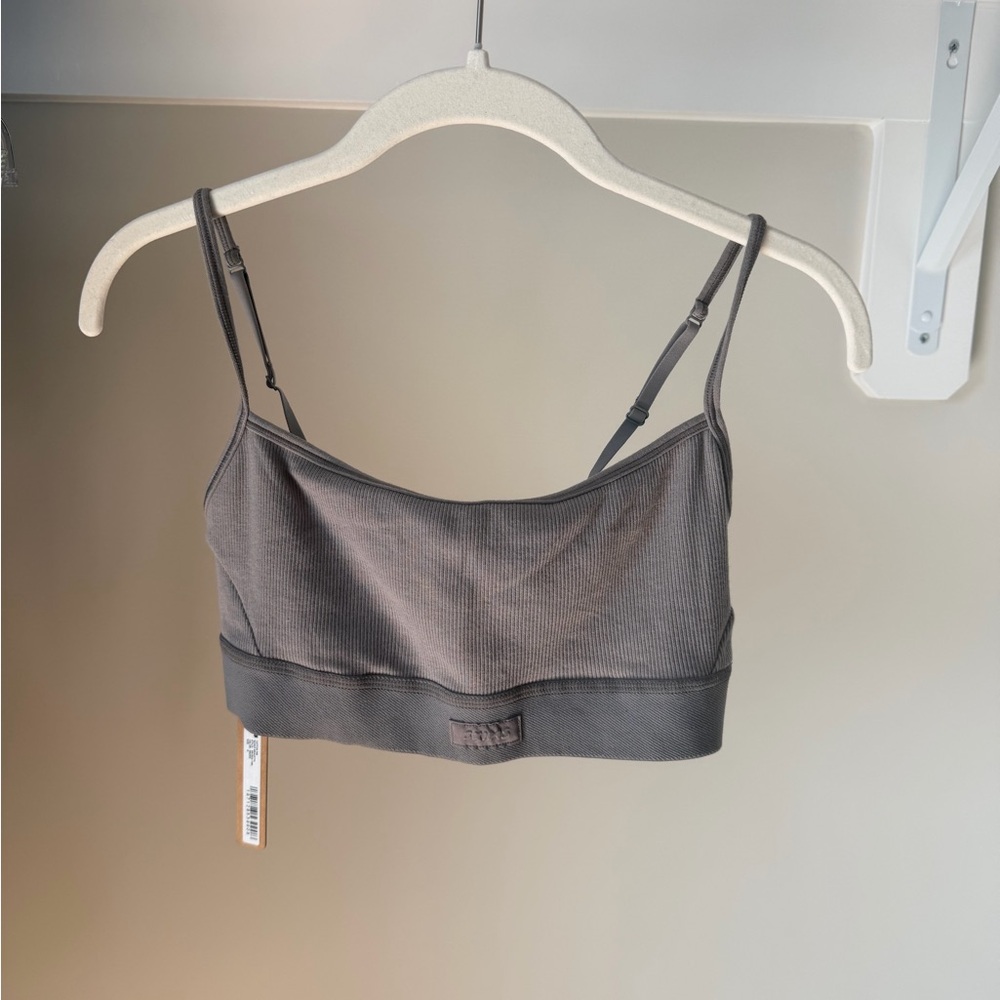Skims Cotton Scoop Bralette Smoke — Medium NWT